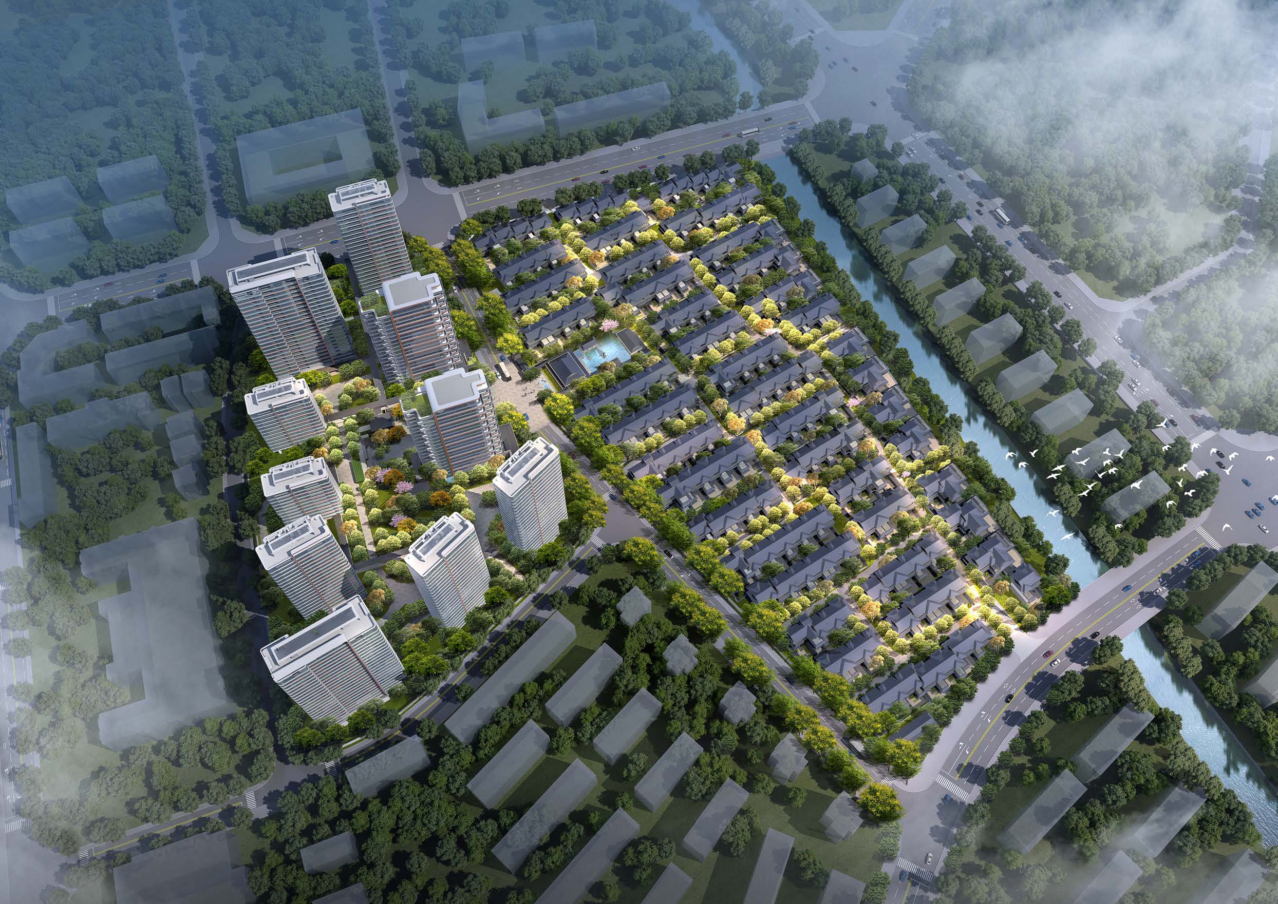 [浙江] 新中式别墅建筑+联排及高层设计2024